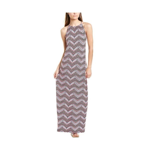 Trina Turk Milian 2 Chevron Striped Sleeveless Maxi Dress Size Large - Picture 1 of 7